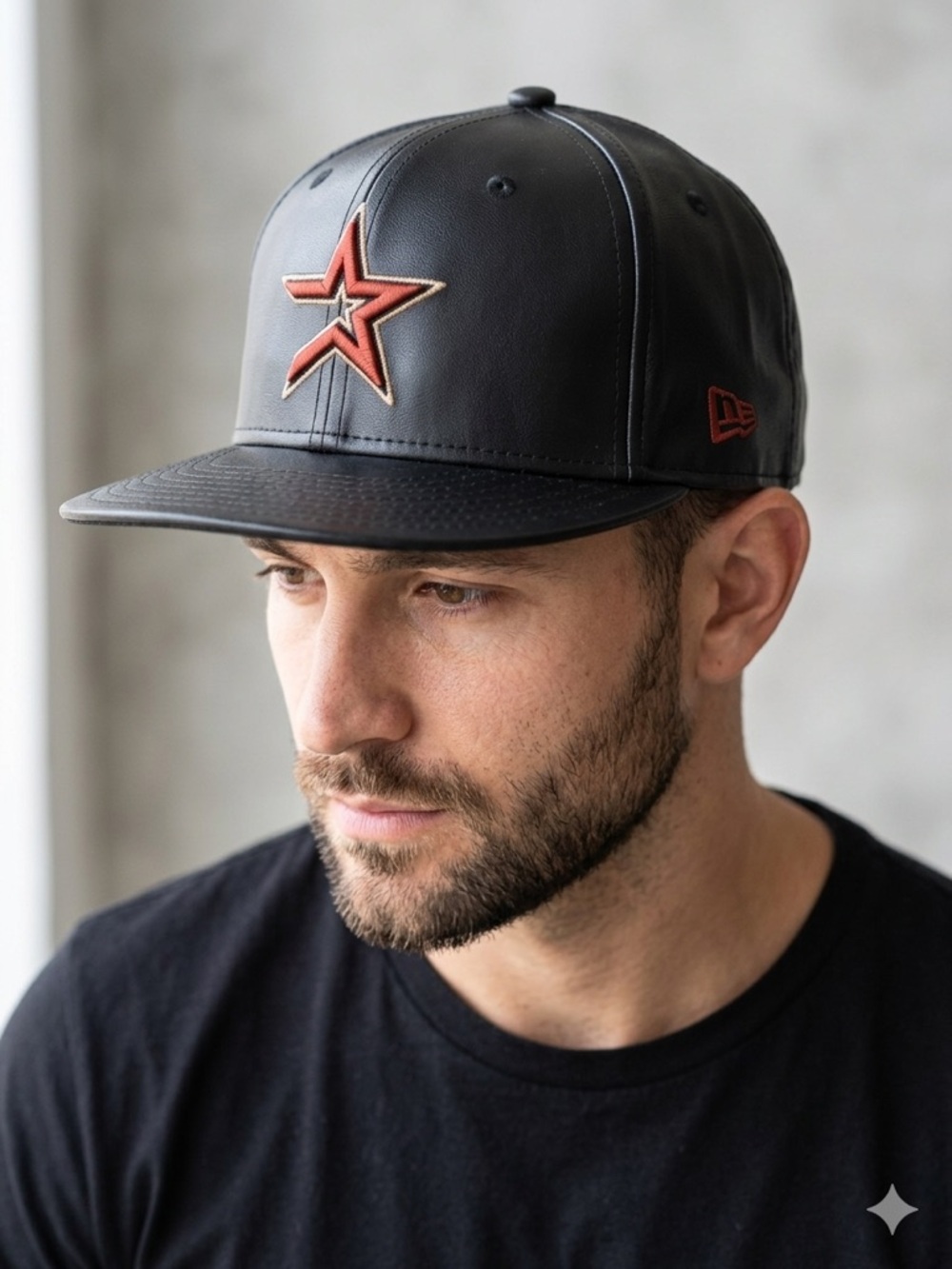New Era Houston Astros MLB black Leathet Fitted Hat size( all sizes available)
